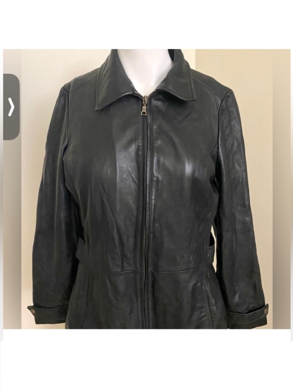 NWT Eddie Bauer Women's Classic Black genuine Leather Coat. Casual/fall.